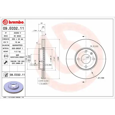 Disco de freno BREMBO 09.E032.11 Últimas Unidades